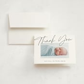 "Simply" - Birth Announcement Thank You Cards in Noir by AK Graphics - Front