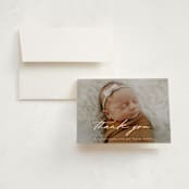 "Sweeping Name" - Birth Announcement Thank You Cards in Cloud by Alethea and Ruth - Front