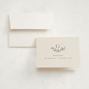 "Laurel Crest" - Birth Announcement Thank You Cards in Muslin by Jessica Williams - Front