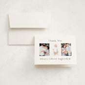 "Bergen" - Birth Announcement Thank You Cards in Fog by Megan Davis - Front