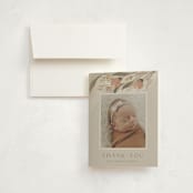 "Boho Bouquet" - Birth Announcement Thank You Cards in Rose by Joanna Griffin - Front