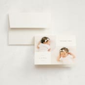 "Curved Duo" - Birth Announcement Thank You Cards in Stone by Carolyn MacLaren - Front