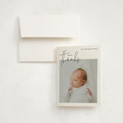 "overjoyed script" - Birth Announcement Thank You Cards in Onyx by Lindsay Stetson Thompson - Front