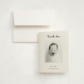 "Cursive" - Birth Announcement Thank You Cards in Snow by AK Graphics - Front