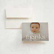 "Classy Name" - Birth Announcement Thank You Cards in Cloud by Ekko Studio - Front