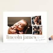 "Little Snaps" - Birth Announcements in Linen by Robert and Stella - Front