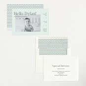 "Wavy Hello" - Birth Announcements in Moss by Pixel and Hank - Assembled