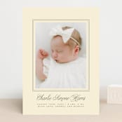 "Classical Border" - Birth Announcements in Creme by mo kelley - Front