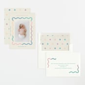 "Wavy Pastel Frame" - Birth Announcements in Cream by Baumbirdy - Assembled