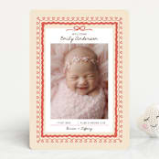 "Vintage Love Bow" - Birth Announcements in Latte by Kartika Paramita - Front