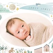 "A Wonderful World" - Birth Announcements in Blue Jay by Grae - Detail
