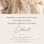 "Siblings" - Birth Announcements in Bamboo by Corinne Malesic - Detail