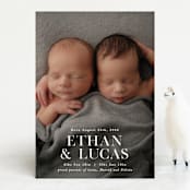 "Double Take" - Birth Announcements in Baby Powder by Hooray Creative - Front