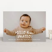 "Fun Hello" - Birth Announcements in Cloud by Jackie Crawford - Front