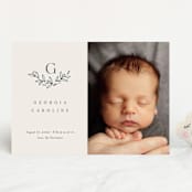 "Laurel Crest" - Birth Announcements in Muslin by Jessica Williams - Front