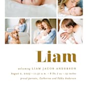 "Bold Arrival" - Birth Announcements in Golden by Ana Sharpe - Detail