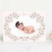 "Sweet Floral Vine" - Birth Announcements in Blush by Susan Moyal - Front