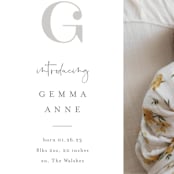 "Initial Love" - Birth Announcements in Gray by Carolyn MacLaren - Close-Up