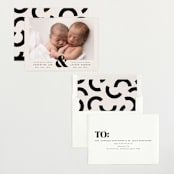 "Ampersand Duo" - Birth Announcements in Ivory by Alethea and Ruth - Assembled