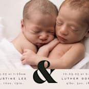 "Ampersand Duo" - Birth Announcements in Ivory by Alethea and Ruth - Detail
