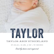 "Statement" - Birth Announcements in Marine by Sara Hicks Malone - Close-Up
