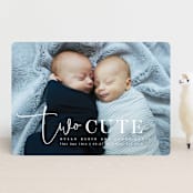 "Two Cute" - Birth Announcements in Silk by Creo Study - Front