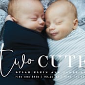 "Two Cute" - Birth Announcements in Silk by Creo Study - Detail