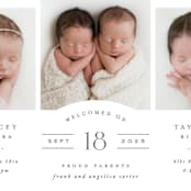 "Twinsies" - Birth Announcements in Slate by Hooray Creative - Detail