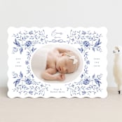 "Daisy Toile" - Birth Announcements in Bluebird by Susan Zinader - Front