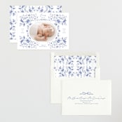 "Daisy Toile" - Birth Announcements in Bluebird by Susan Zinader - Assembled