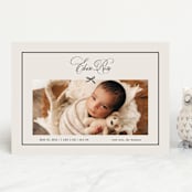 "Elegant Bow Holiday" - Birth Announcements in Charcoal by Chelsea Petaja - Front