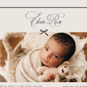 "Elegant Bow Holiday" - Birth Announcements in Charcoal by Chelsea Petaja - Detail