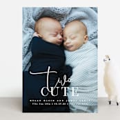 "Two Cute" - Birth Announcements in Silk by Creo Study - Front