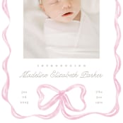"Squiggle bow" - Birth Announcements in Peony by Creo Study - Detail