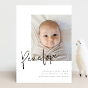 "Clean Lines" - Birth Announcements in Blackboard by Amy Payne - Front
