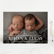 "Double Take" - Birth Announcements in Baby Powder by Hooray Creative - Front