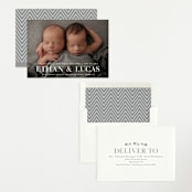 "Double Take" - Birth Announcements in Baby Powder by Hooray Creative - Assembled