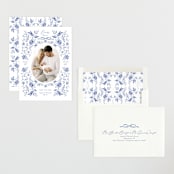 "Daisy Toile" - Birth Announcements in Bluebird by Susan Zinader - Assembled