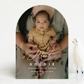 "Modern Meet" - Birth Announcements in Linen by Erica Krystek - Front
