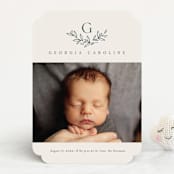 "Laurel Crest" - Birth Announcements in Muslin by Jessica Williams - Front