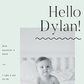 "Wavy Hello" - Birth Announcements in Moss by Pixel and Hank - Detail