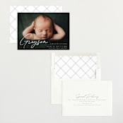 "Linear" - Birth Announcements in Frost by Everett Paper Goods - Assembled