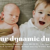 "Dynamic Duo" - Birth Announcements in Cotton by Corinne Malesic - Detail