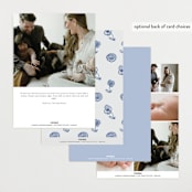 "Painted Flowers" - Birth Announcements in Delft Blue by Ani Somi - Back of Card Options