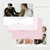"Squiggle bow" - Birth Announcements in Peony by Creo Study - Back of Card Options