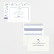"Classic Baby Monogram" - Birth Announcements in Cobalt Blue by Susan Brown - Assembled