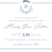 "Classic Baby Monogram" - Birth Announcements in Cobalt Blue by Susan Brown - Detail