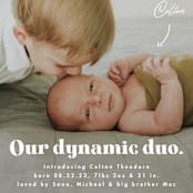 "Dynamic Duo" - Birth Announcements in Cotton by Corinne Malesic - Detail
