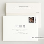"Distinguished" - Birth Announcements in Graphite by Sara Hicks Malone - FREE Recipient Addressing