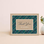 "Winter Plaid Thank You Card" - Personalized Stationery in Teal by Amber Barkley - Front